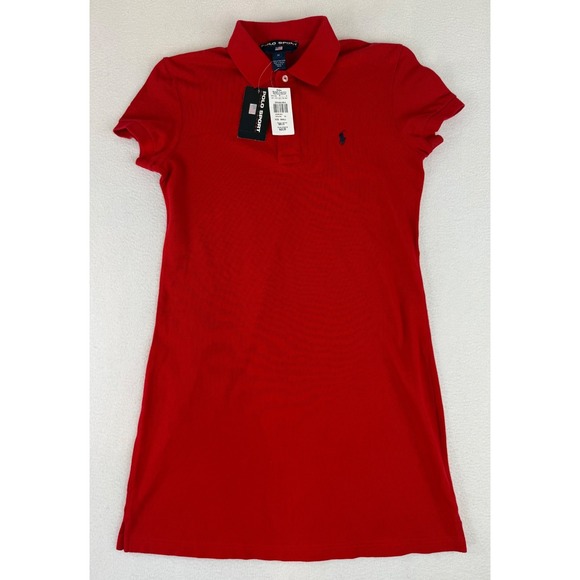 Polo Sport‎ By Ralph Lauren Shirt Dress Women's Small Red Blue Pony NOS - Picture 1 of 8